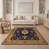 Ornate Navy Persian Medallion Area Rug
