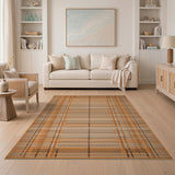 Orange Woven Geometric Plaid Rug