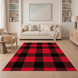 Red Check Bold Red Black Buffalo Check Area Rug