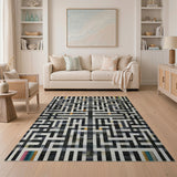 Multi-color and Patterns Labyrinth Maze Geometric Area Rug