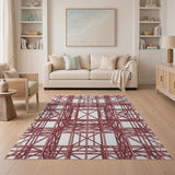 Geometric Modern Red Red Geometric Lattice Area Rug