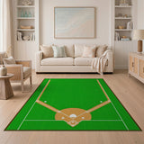 Kids Cartoon Baseball Field Kids Area Rug
