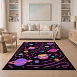 Multi-color and Patterns Vibrant Cosmic Planets Kids Area Rug