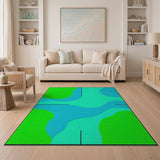 Teal and Green Abstract Wave Area Rug
