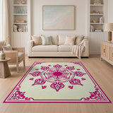 Traditional Persian Pink Pink Mandala Persian Area Rug