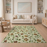 Cream Rose Vine Floral Area Rug