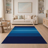 Ombre Blue Striped Area Rug
