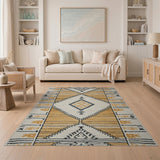 Cream Terracotta Geometric Tribal Rug