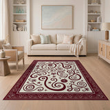 Red Paisley Swirl Area Rug with Stars