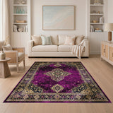 Purple Distressed Vintage Medallion Area Rug