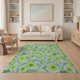 Vibrant Lime Green Floral Area Rug