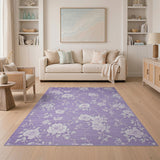 Purple Rose Vine Floral Area Rug