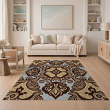 Ornate Brown Tan Traditional Persian Rug