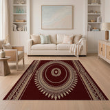 Maroon Gold Ornate Persian Medallion Rug