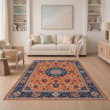 Orange Persian Floral Area Rug