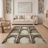 Vintage Moroccan Arched Lattice Beige Rug