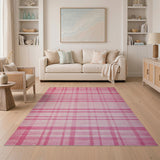 Pink Plaid Checkered Area Rug