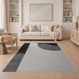 Abstract Black White Wave Area Rug