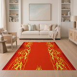 Red Fiery Red Flame Border Area Rug