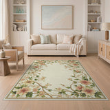 Elegant Cream Floral Border Area Rug