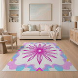 Vibrant Pink Starburst Geometric Area Rug