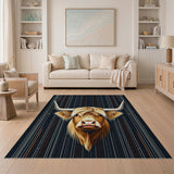 Highland Cow Bold Stripe Area Rug