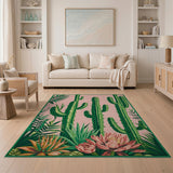 Vibrant Pink Cactus Garden Area Rug