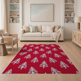 Festive Red Christmas Trees Area Rug