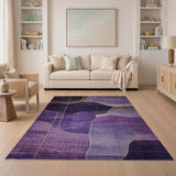 Purple Geometric Wave Abstract Area Rug