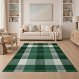 Green Gingham Plaid Farmhouse Area Rug