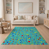 Vibrant Multi-Color Polka Dot Geometric Rug