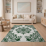 Green Floral Mandala Area Rug