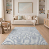 Grey Wavy Abstract Grey Area Rug