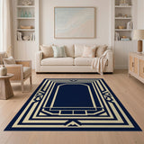 Blue and Teal Navy Blue Geometric Arch Area Rug