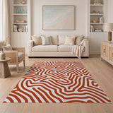 Orange Wavy Maze Abstract Area Rug