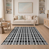 Black White Pixelated Geometric Area Rug