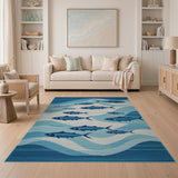 Blue Tuna School Wave Area Rug