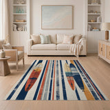 Surfboard Sunset Stripe Coastal Rug