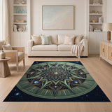 Teal Celestial Mandala Area Rug