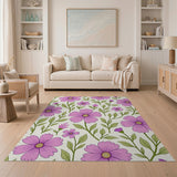 Vibrant Pink Cosmos Floral Area Rug