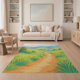 Whimsical Rolling Hills Winding Path Area Rug