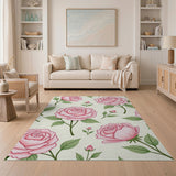 Blush Pink Roses Floral Pattern Area Rug