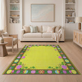 Vibrant Yellow Easter Egg Border Area Rug