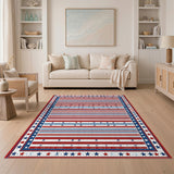 Geometric Modern Patriotic Stars and Stripes Area Rug