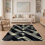 Black and White Impossible Stairs Geometric Area Rug