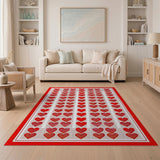 Playful Red Hearts Grid Area Rug