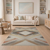 Brown and Tan Tan Brown Geometric Southwestern Area Rug