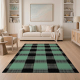 Black Teal Plaid Rustic Area Rug