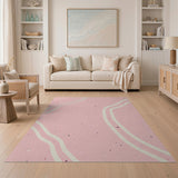 Pink Pink Wavy Lines Abstract Area Rug