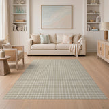 Beige Checkered Grid Area Rug